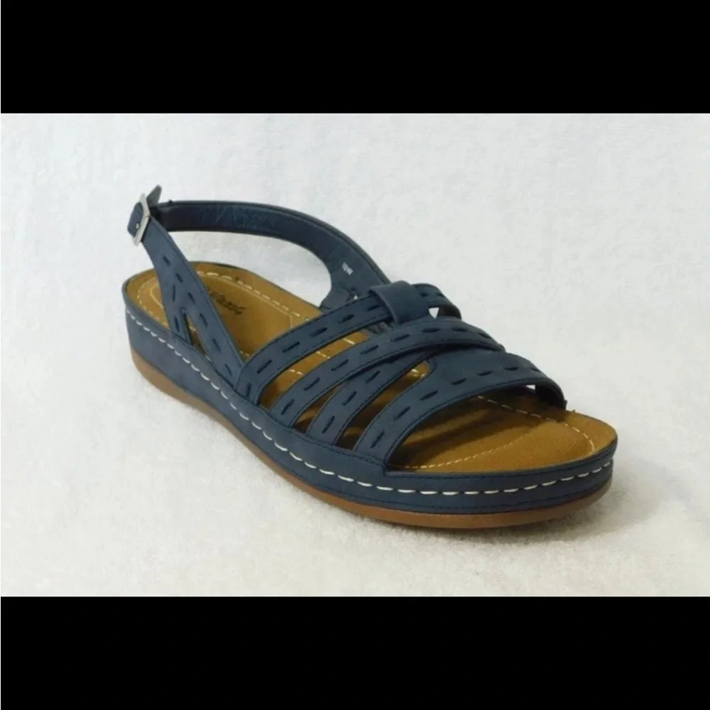 Easy Street Adjustable Strap Sandals Kehlani Navy Size 8